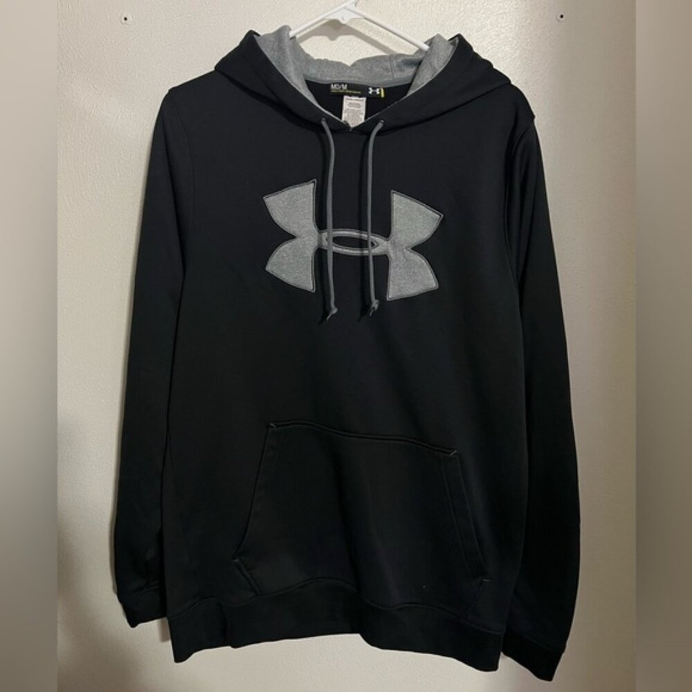 UNDER ARMOUR Classic Logo Loose Fit Fleece Black Grey Men's Size M